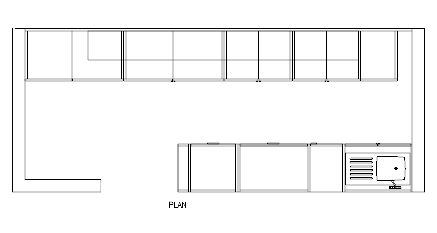 Modern Kitchen Plan CAD Drawing in AutoCAD DWG Format
