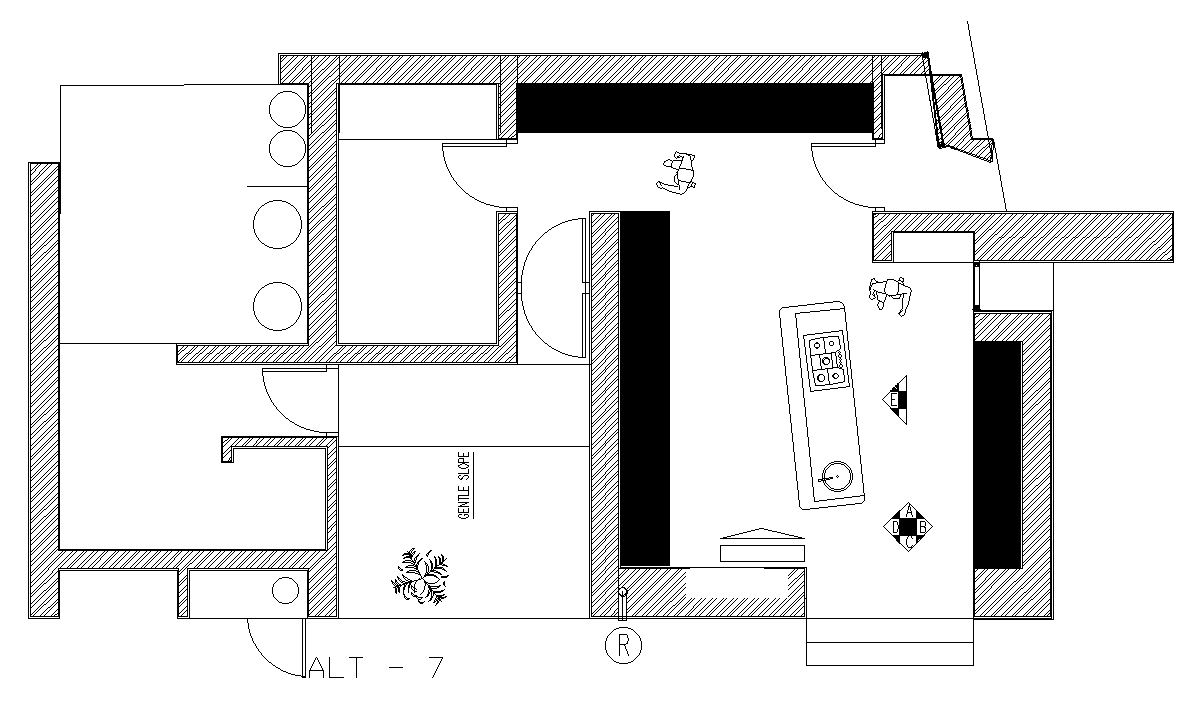 Kitchen plan is give in this Autocad drawing file. Download now.
