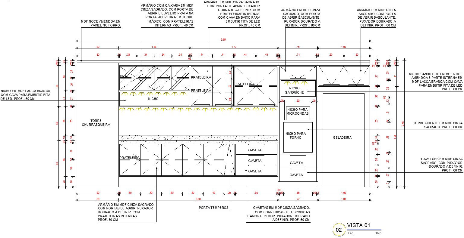 Kitchen platform side elevation.