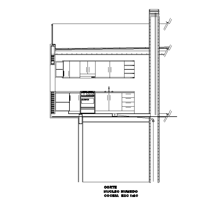 Kitchen section detail drawing defined in this AutoCAD drawing file. Download this 2d autocad drawing file.