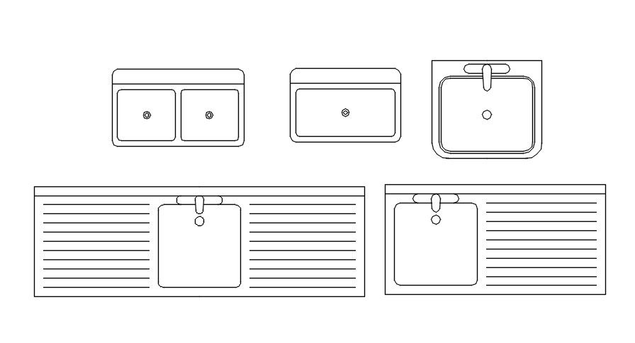 Kitchen sink and dishwasher plan cad blocks in AutoCAD, dwg file.