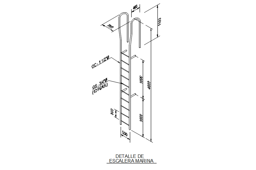 LADDER DETAIL in AutoCAD 2D drawing, dwg file, CAD file