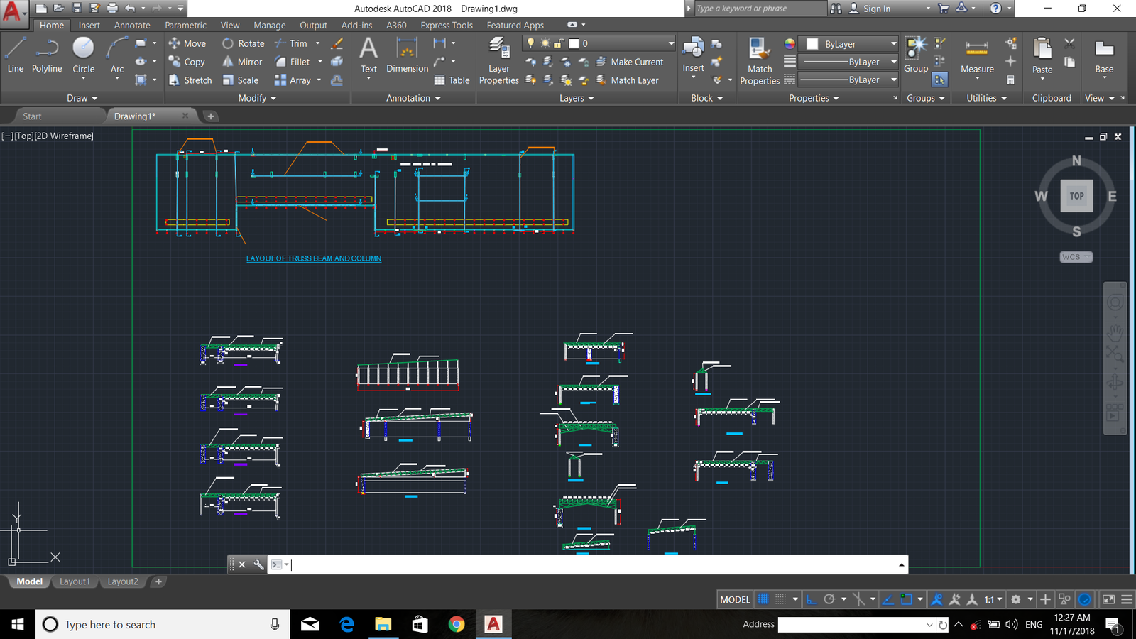 LAYOUT OF TRUSS BEAM AND COLUMN