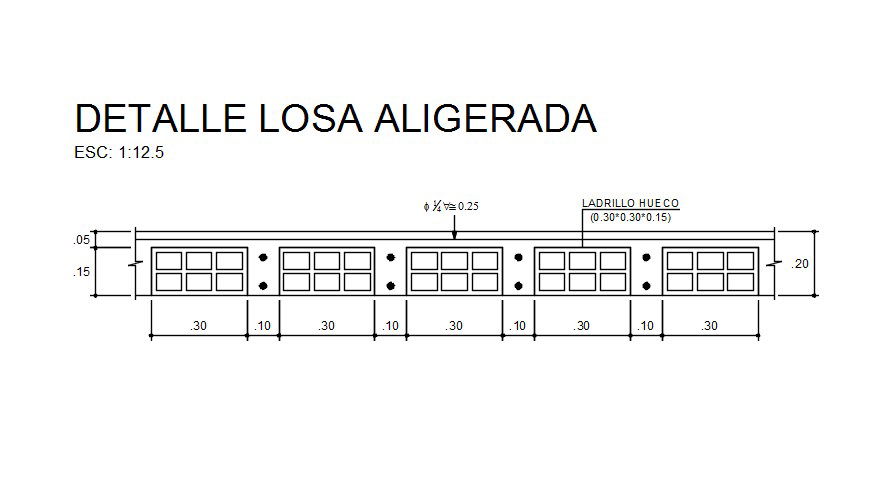 LIGHTENED SLAB DETAIL design in AutoCAD 2D drawing, CAD file, dwg file