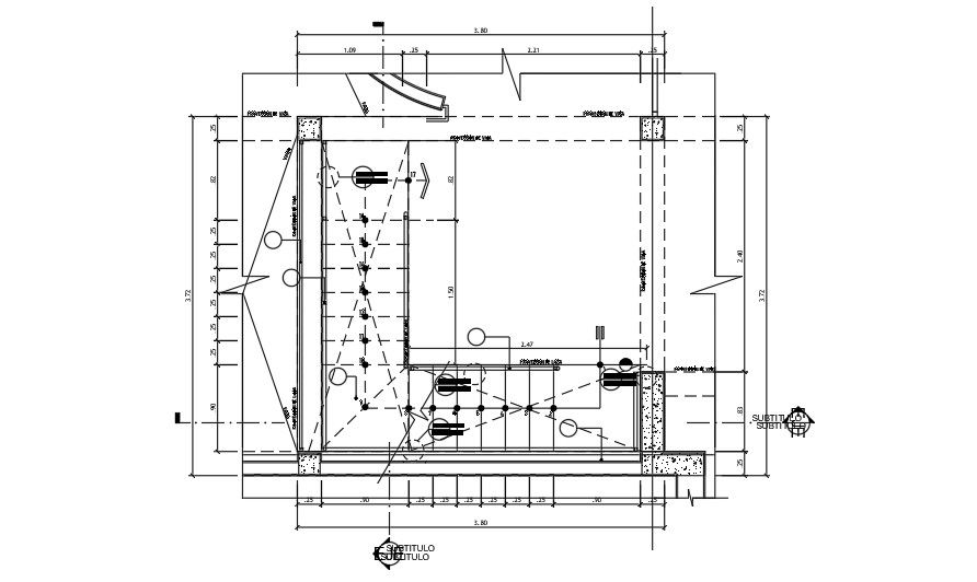 L-Shaped Staircase AutoCAD Plan with Layouts and Section Views