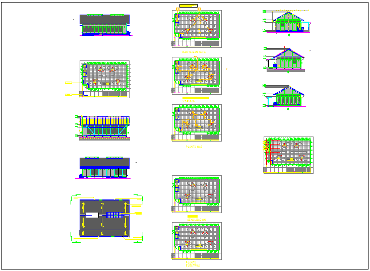 Laboratory view with industrial plant of gas and hydraulic dwg file