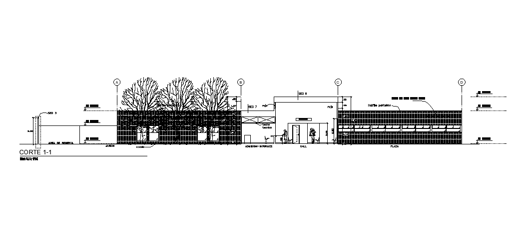 Laboratory Building Elevation Drawing Download DWG File