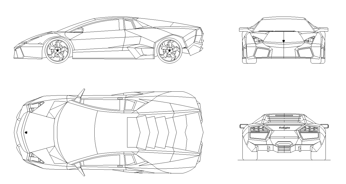 Lamborghini Reventon car plan detail dwg.