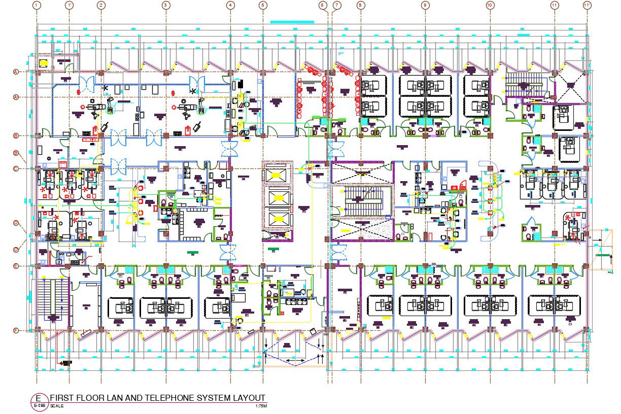 Lan and Telephone System Layout Design Architecture Plan