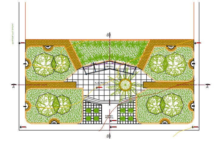 Land sceping garden area detail dwg file