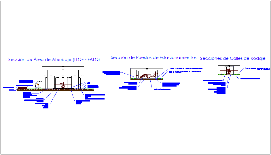 Landing area section view of helicopter near hospital area dwg file