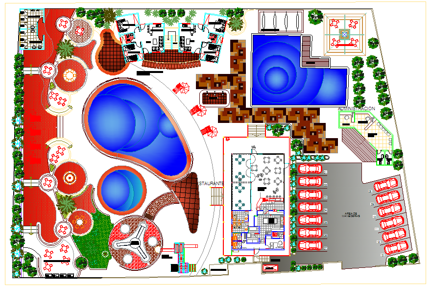 Landscape drawing of hotel