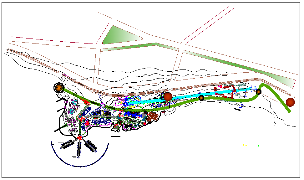 Landscape drawing of hotel