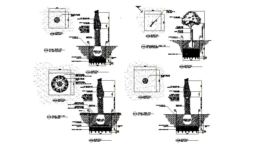 Landscape typical section and planters cad landscaping details dwg file