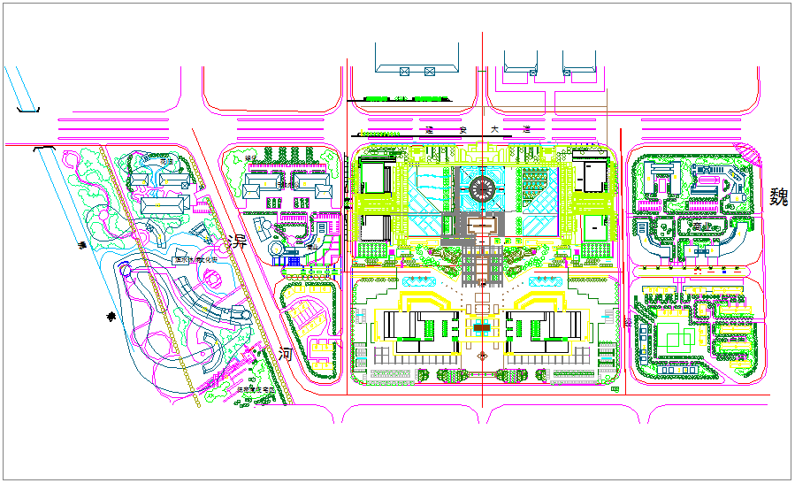 Landscape view of Jinan park dwg file