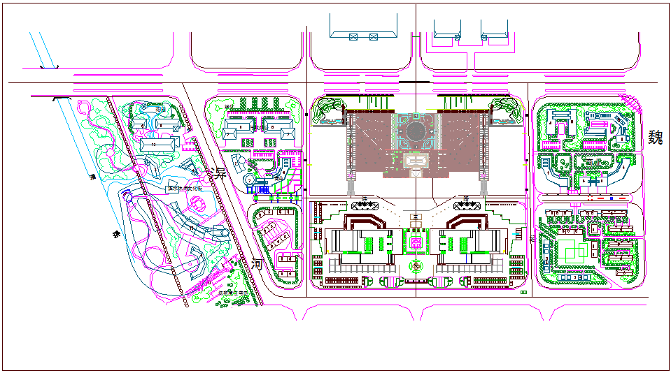 Landscape view of business center dwg file