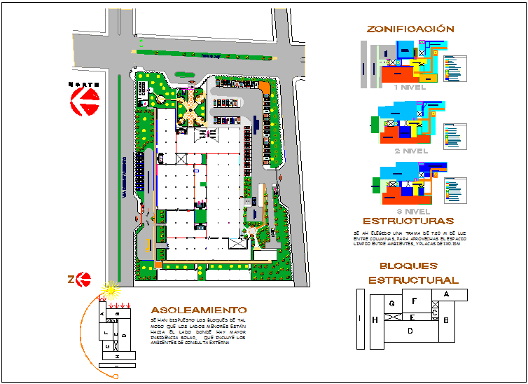 Landscape view of hospital with structural view dwg file