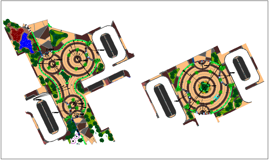 Landscape view of paving design dwg file