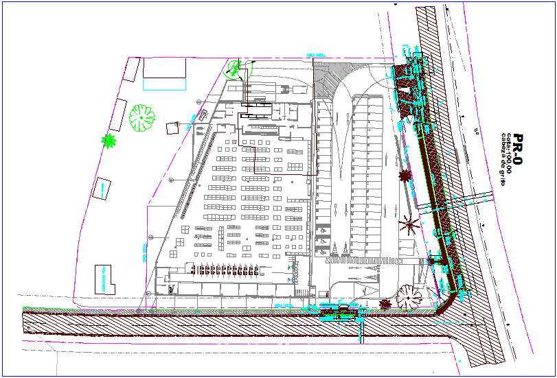 Landscape view of super market dwg file