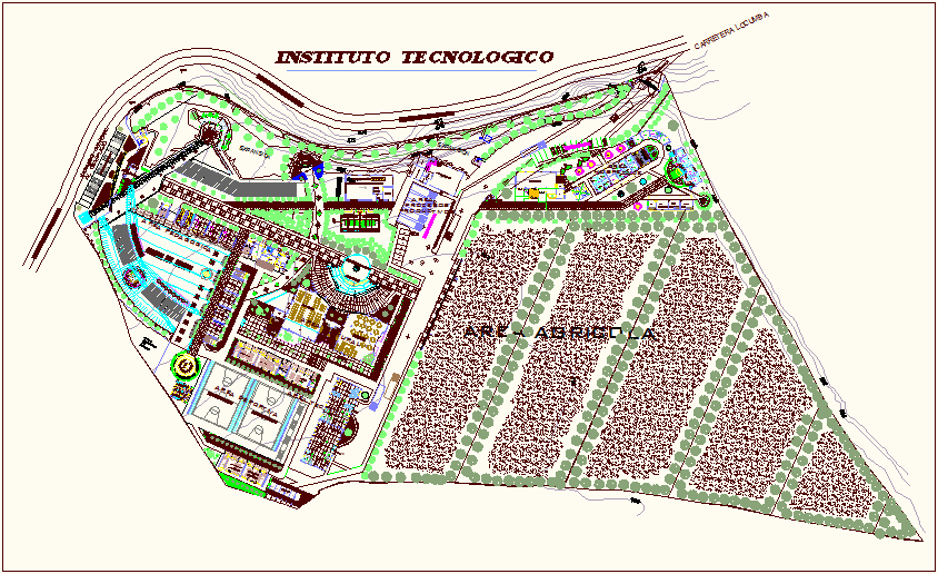Landscape view of technological education building dwg file
