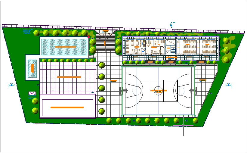Landscape view of university dwg file