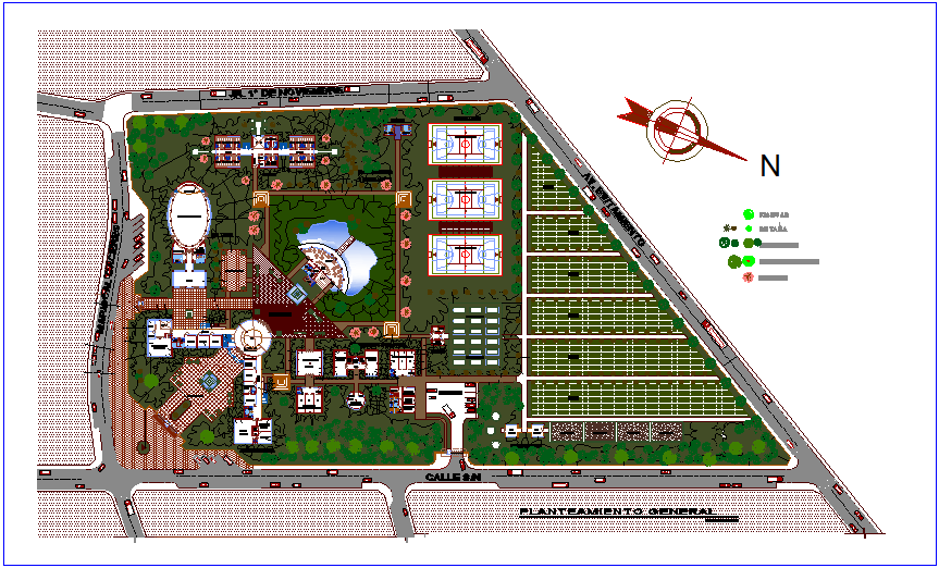 Landscape view of youth development center dwg file