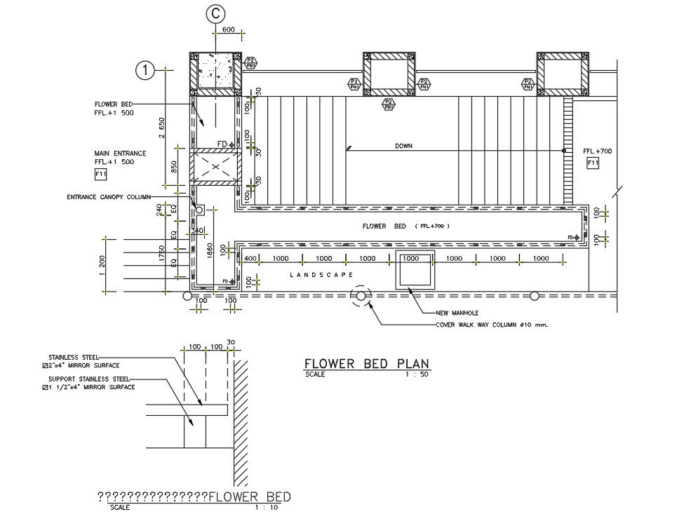 Landscape Bed Planting CAD Drawing DWG File