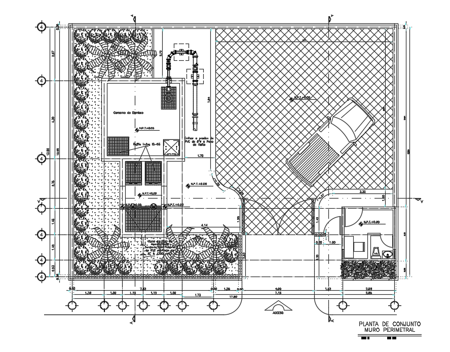 Landscape and garden section details of the hotel are given.Download the Autocad file now.