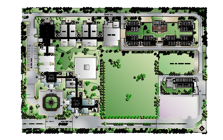 Landscape of engineering college layout is given in this Autocad 2D drawing file. Download the Autocad file.