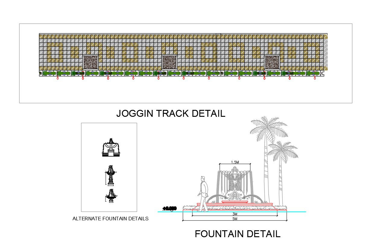 Landscaping Plan and elevation detail dwg file