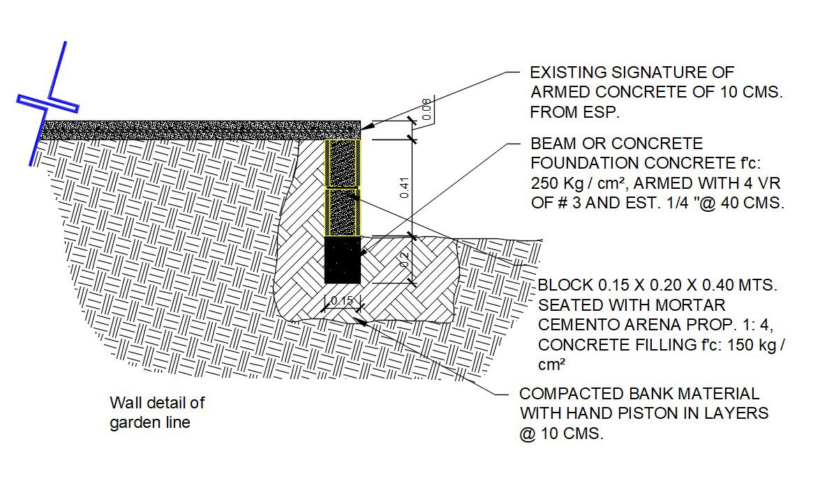 Landscaping Retaining Wall Section Drawing DWG File