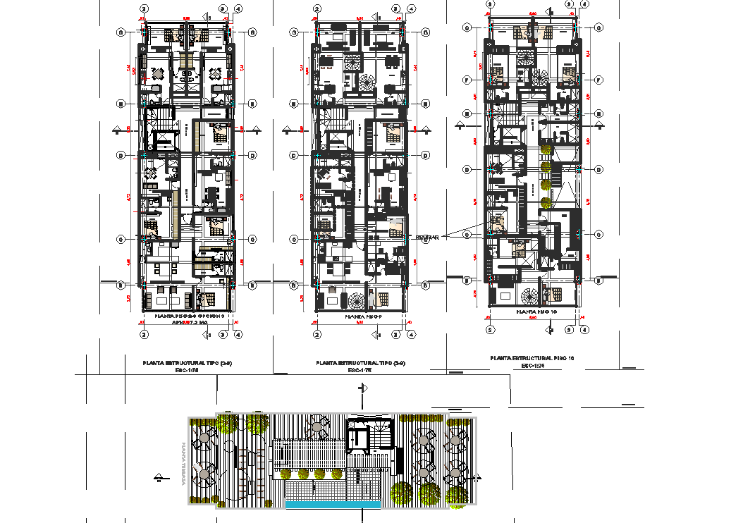 Landscaping and Working commercial plan detail dwg file