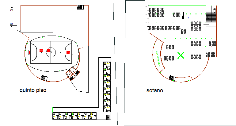 Landscaping and basement floor plan of proposed market dwg file