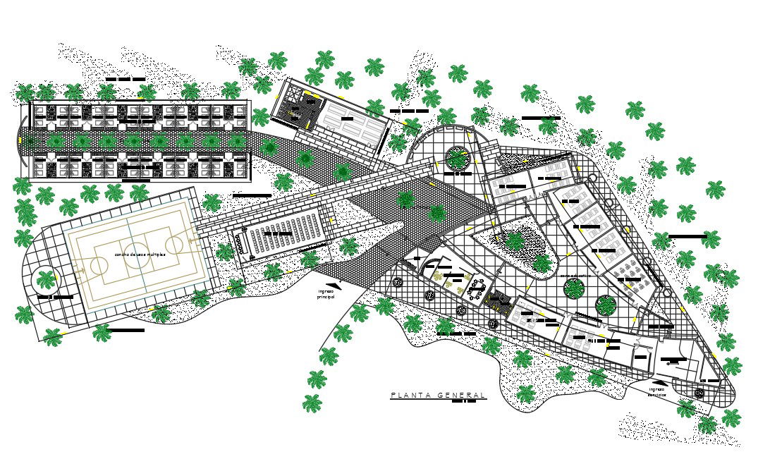 Landscaping building plan detail dwg file