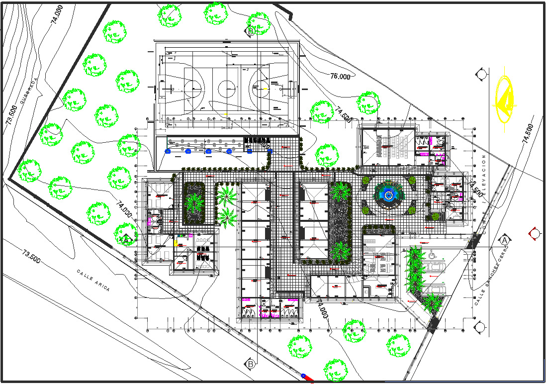 Landscaping commercial building plan detail dwg file
