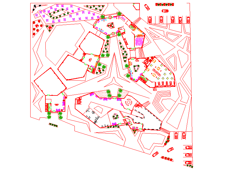 Landscaping detail and commercial layout plan detail dwg file