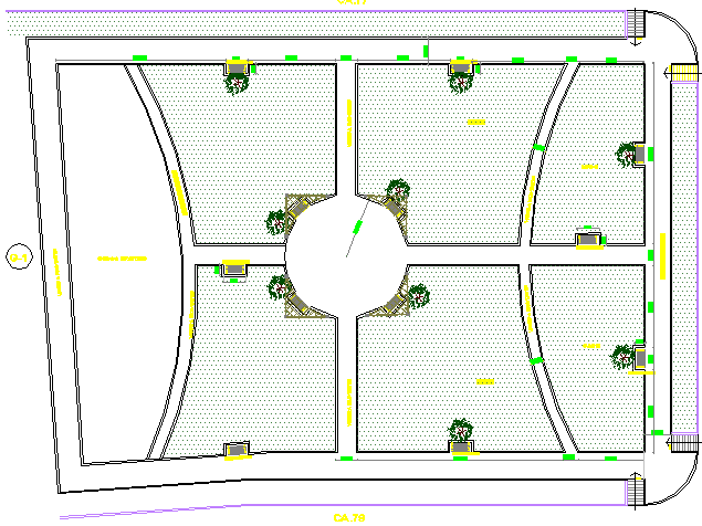 Landscaping details of city bank dwg file