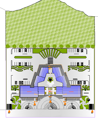Landscaping details of community service center dwg file