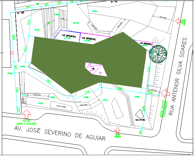 Landscaping details of corporate office building dwg file