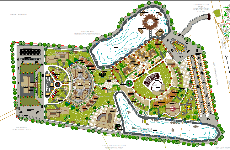 Landscaping details of five star regional hotel dwg file