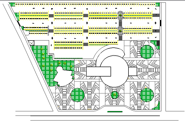Landscaping details of government office building dwg file