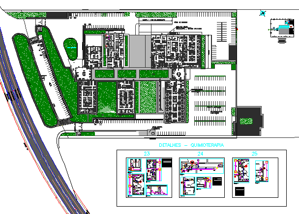 Landscaping details of housing with structure building dwg file