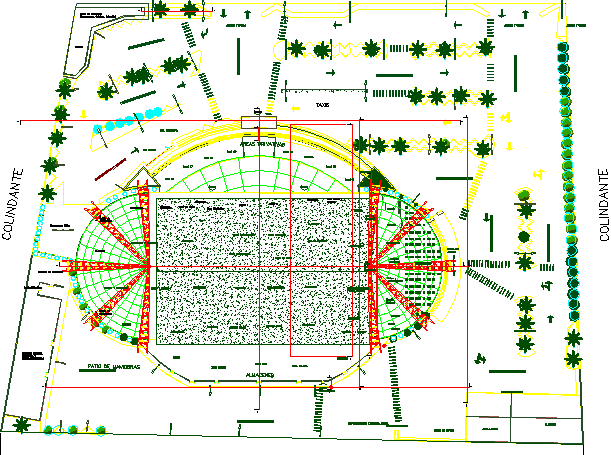 Landscaping details of shopping center dwg file