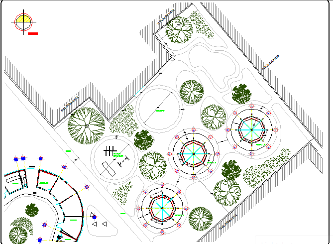 Landscaping details of single story market dwg file