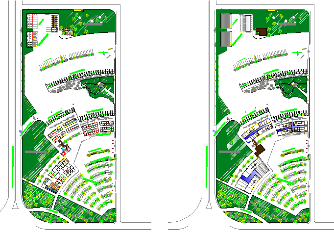 Landscaping details of terminal shopping mall details dwg file