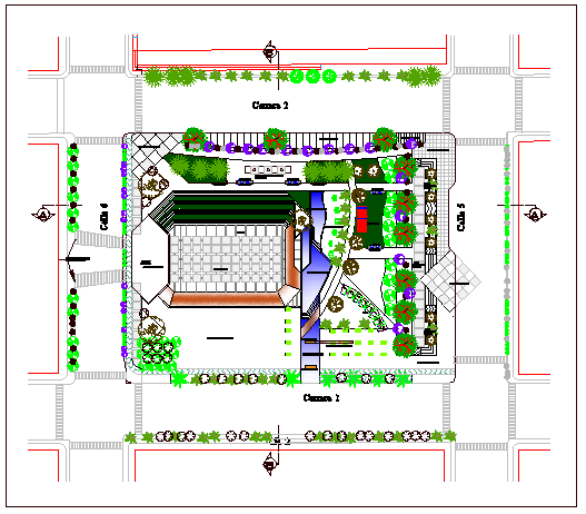 Landscaping details of theme park of city dwg file
