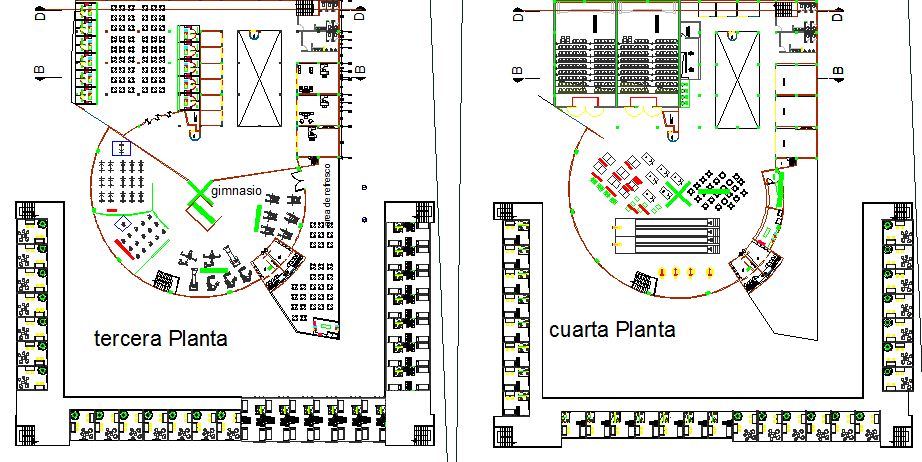 Landscaping details with structure of proposed market dwg file