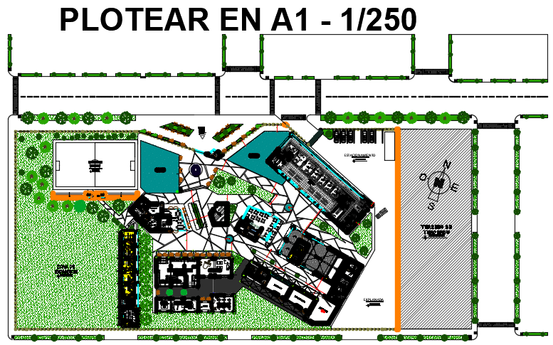 Landscaping layout commercial plan detail dwg file