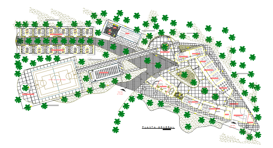 Landscaping layout commercial plan detail dwg file