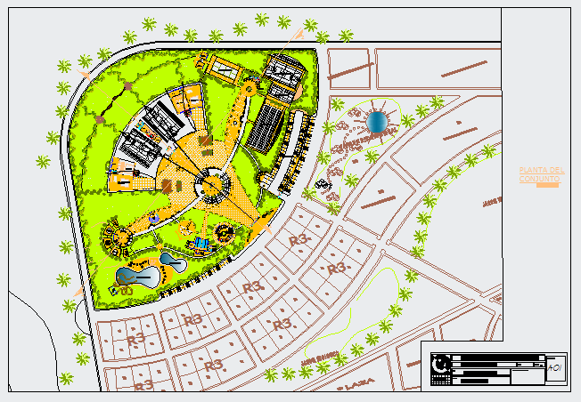 Landscaping layout of Sport center design drawing